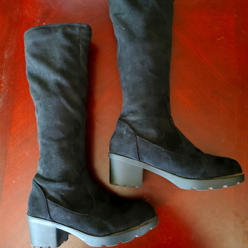 Black suede calf boots